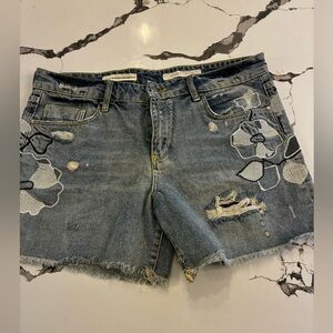 Pilcro Blue Floral Jean Shorts